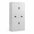 Stahlschrank mit 4 Türen und 2 Schubladen Grau