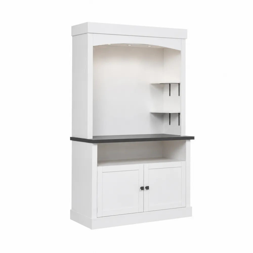 Holz-Sideboard mit Regalen und Schranktüren in Weiß/Schwarz