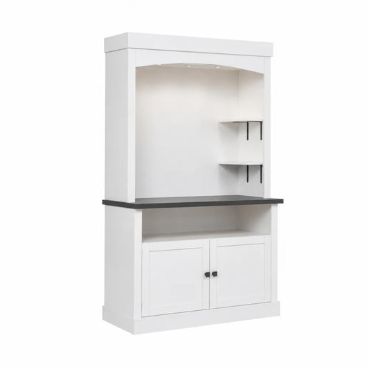 Holz-Sideboard mit Regalen und Schranktüren in Weiß/Schwarz