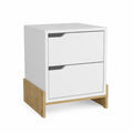 Nachttisch mit Schubladen MDF Weiß und Eichenholz 60x40x45cm