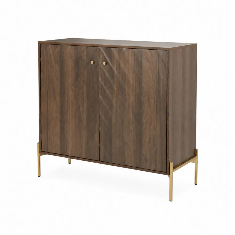 Sideboard aus Walnussholz mit Metallbeinen in Braun und Gold 100x40x80 cm