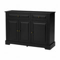 Schwarzes Sideboard mit 3 Türen und 2 Schubladen aus Holz