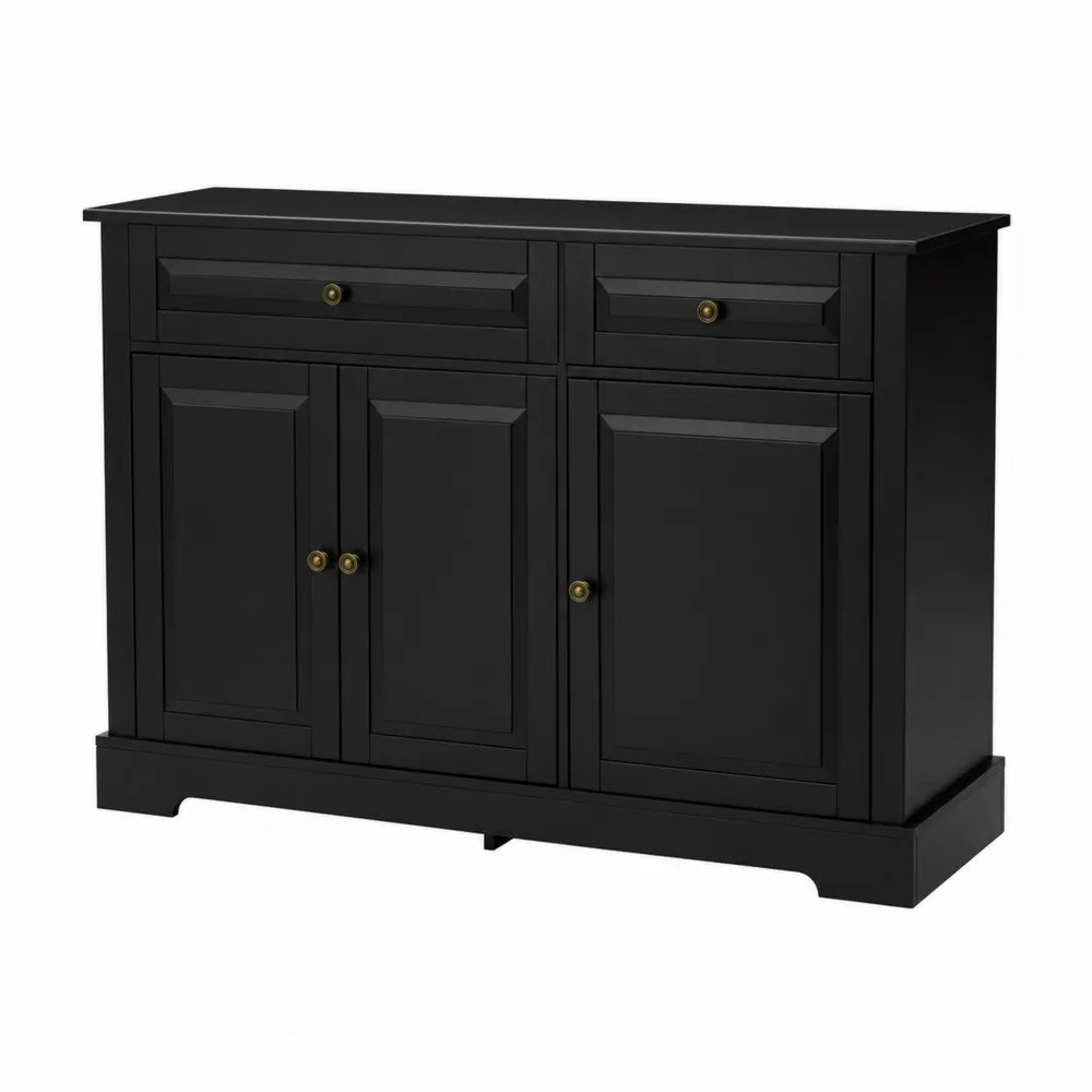 Schwarzes Sideboard mit 3 Türen und 2 Schubladen aus Holz