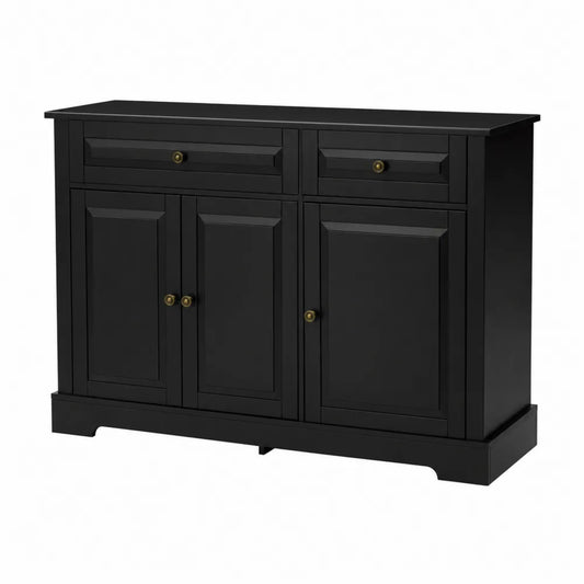 Schwarzes Sideboard mit 3 Türen und 2 Schubladen aus Holz