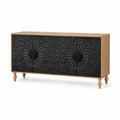 Sideboard Schwarz Holzverzierungen 120x40x75cm